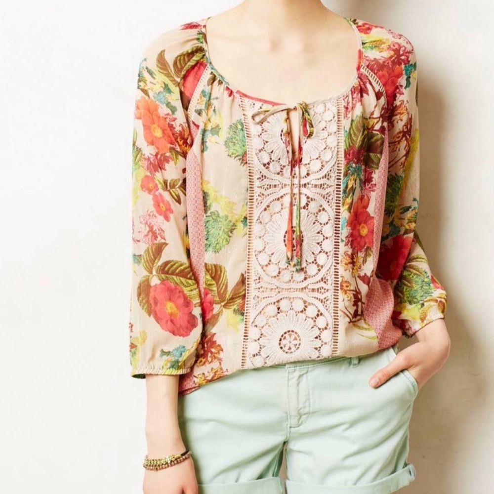 Anthropologie Meadow Rue Roselle Peasant Top XL
